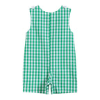Green Gingham Watermelon Applique Overalls
