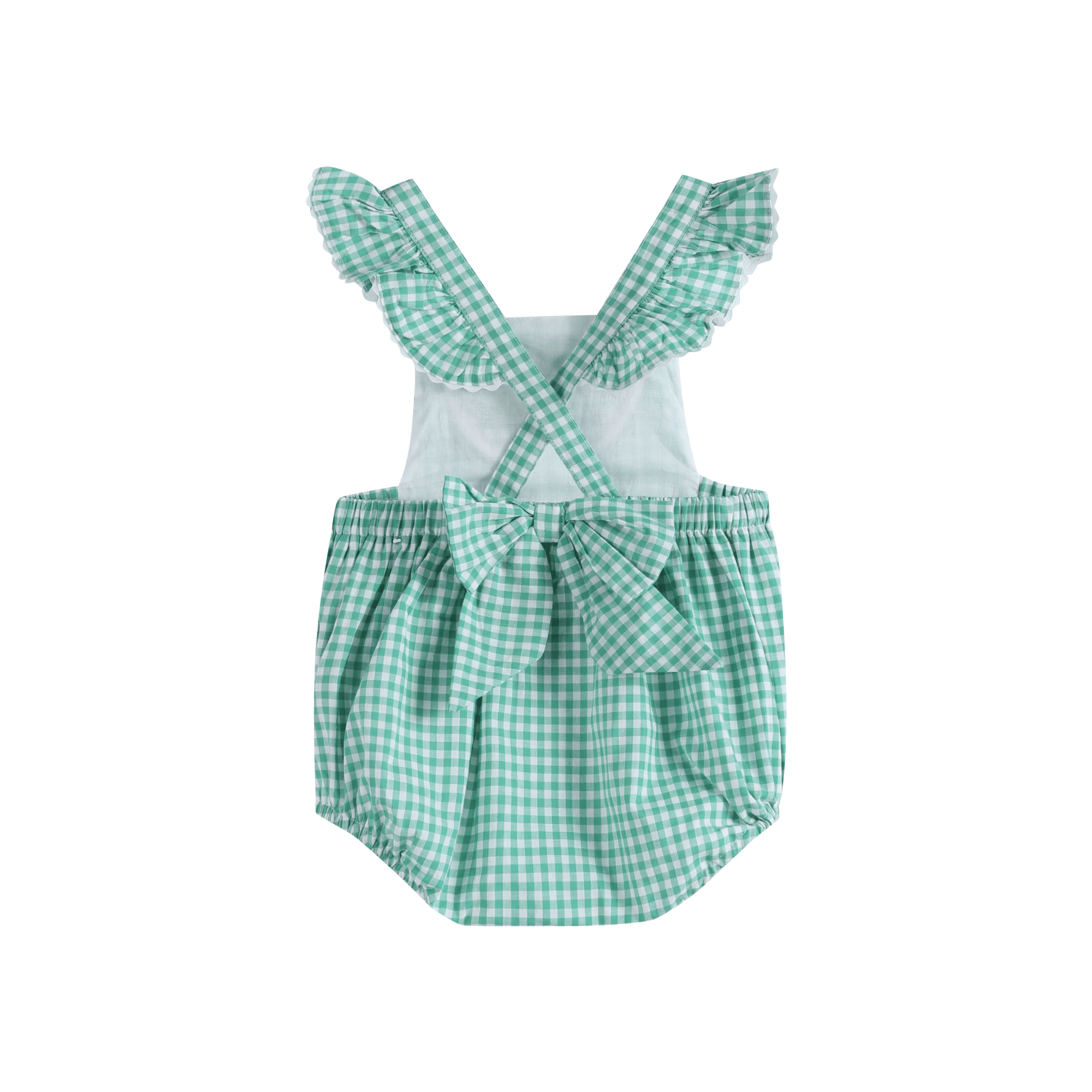 Green Gingham Watermelon Ruffle Romper