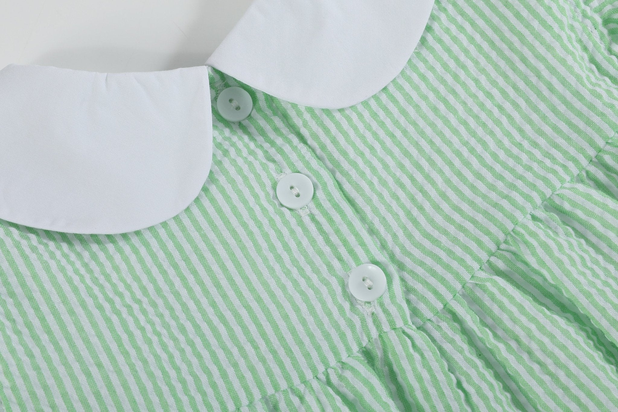 Green Seersucker Easter Bunny Ruffle Dress