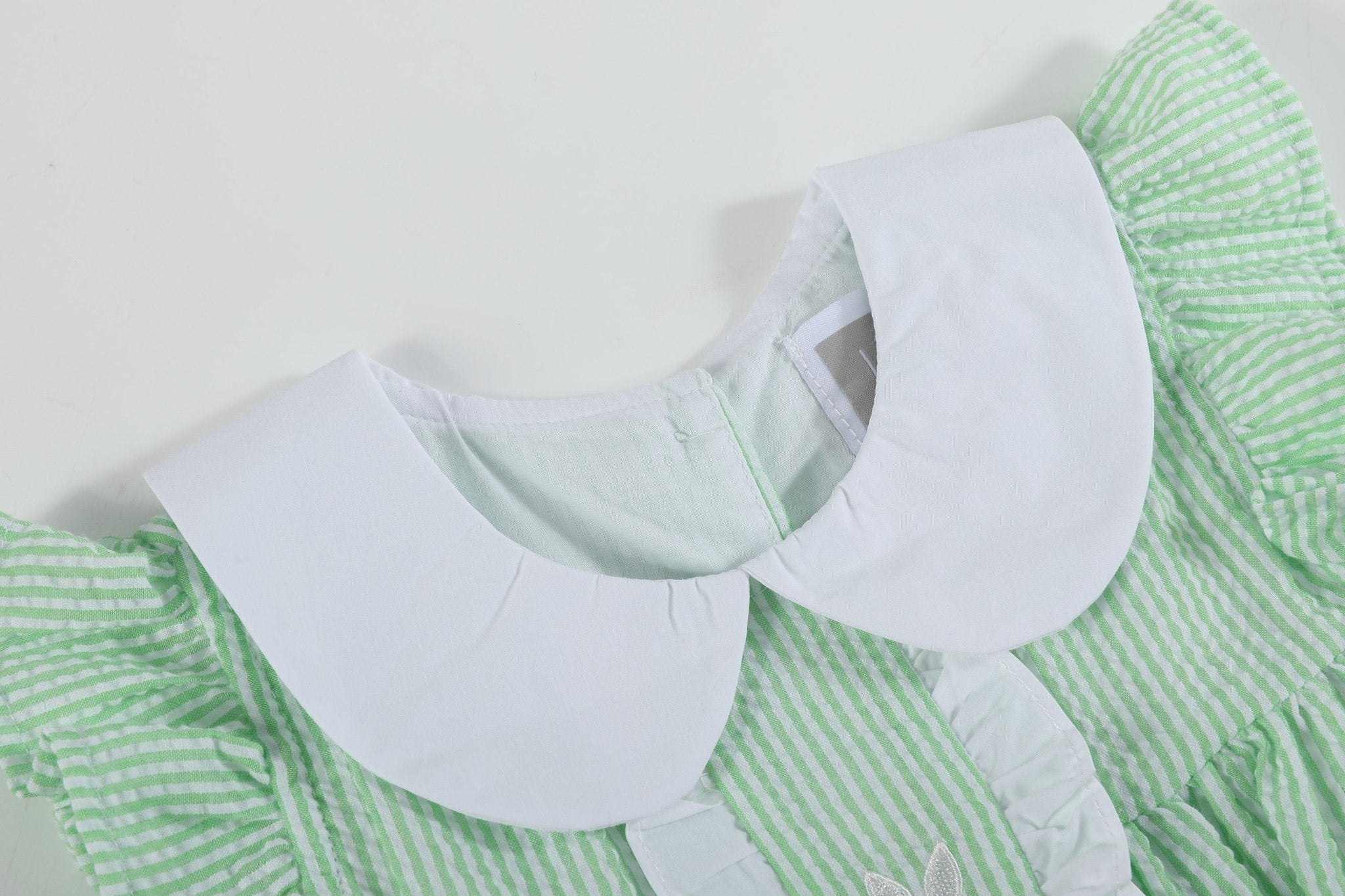 Green Seersucker Easter Bunny Ruffle Dress