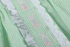 Green Seersucker Easter Bunny Ruffle Dress