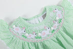 Green Seersucker Bunny Smocked Flutter Romper