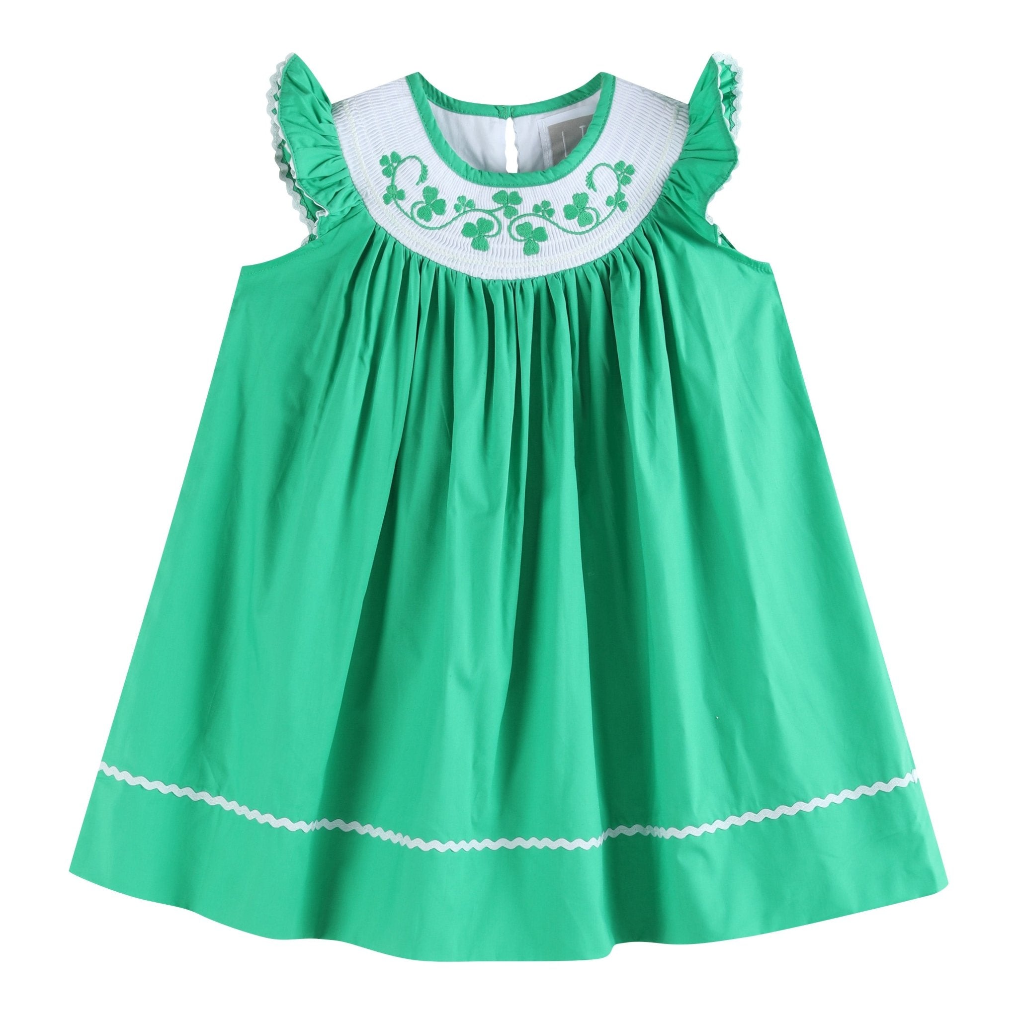 Green St. Patrick's Day Shamrock Smocked Bishop