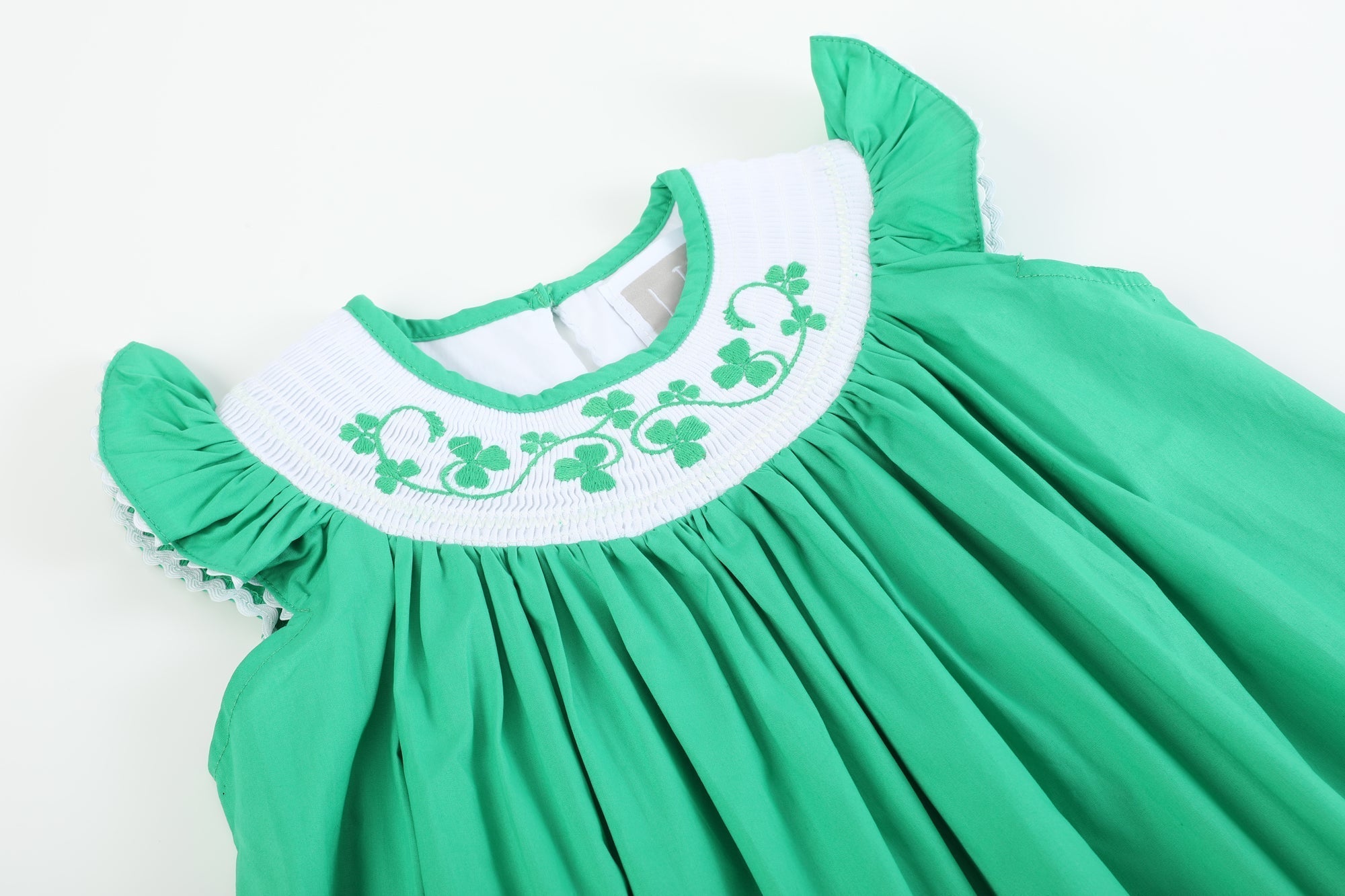 Green St. Patrick's Day Shamrock Smocked Bishop