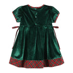 Green Velvet Tartan Bows Dress