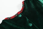 Green Velvet Tartan Bows Dress