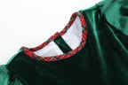 Green Velvet Tartan Bows Dress