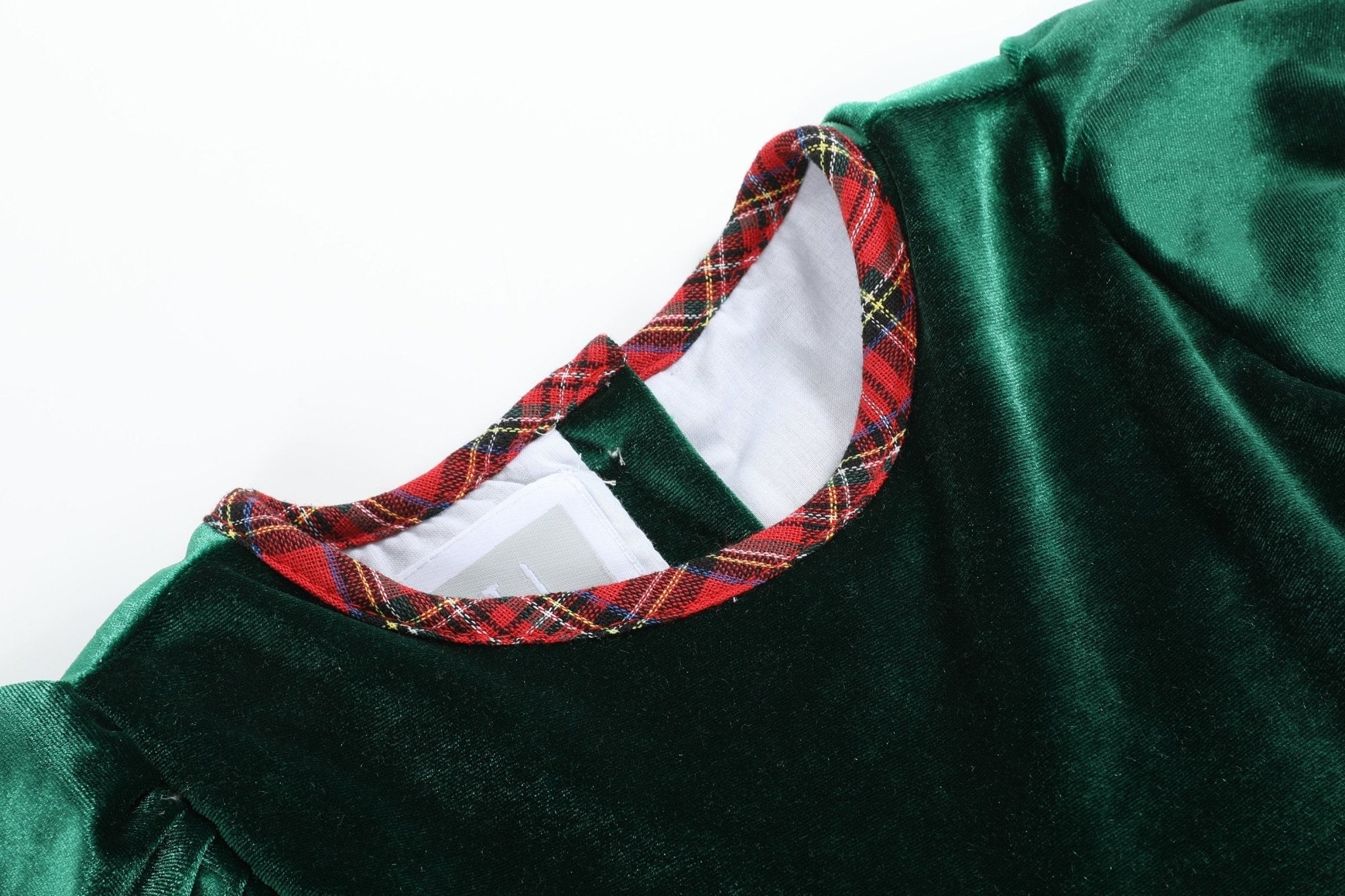 Green Velvet Tartan Bows Dress