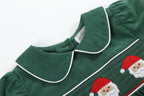 Green Corduroy Santa Smocked Dress and Bloomers
