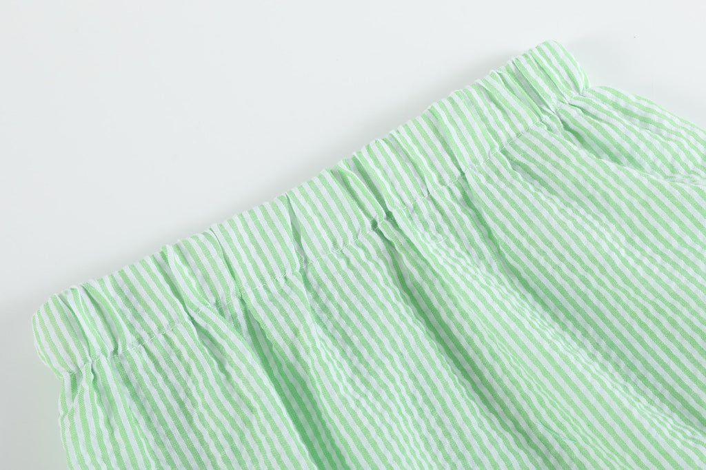 Striped Watermelon Smocked Angel-Sleeve Dress & Bloomers