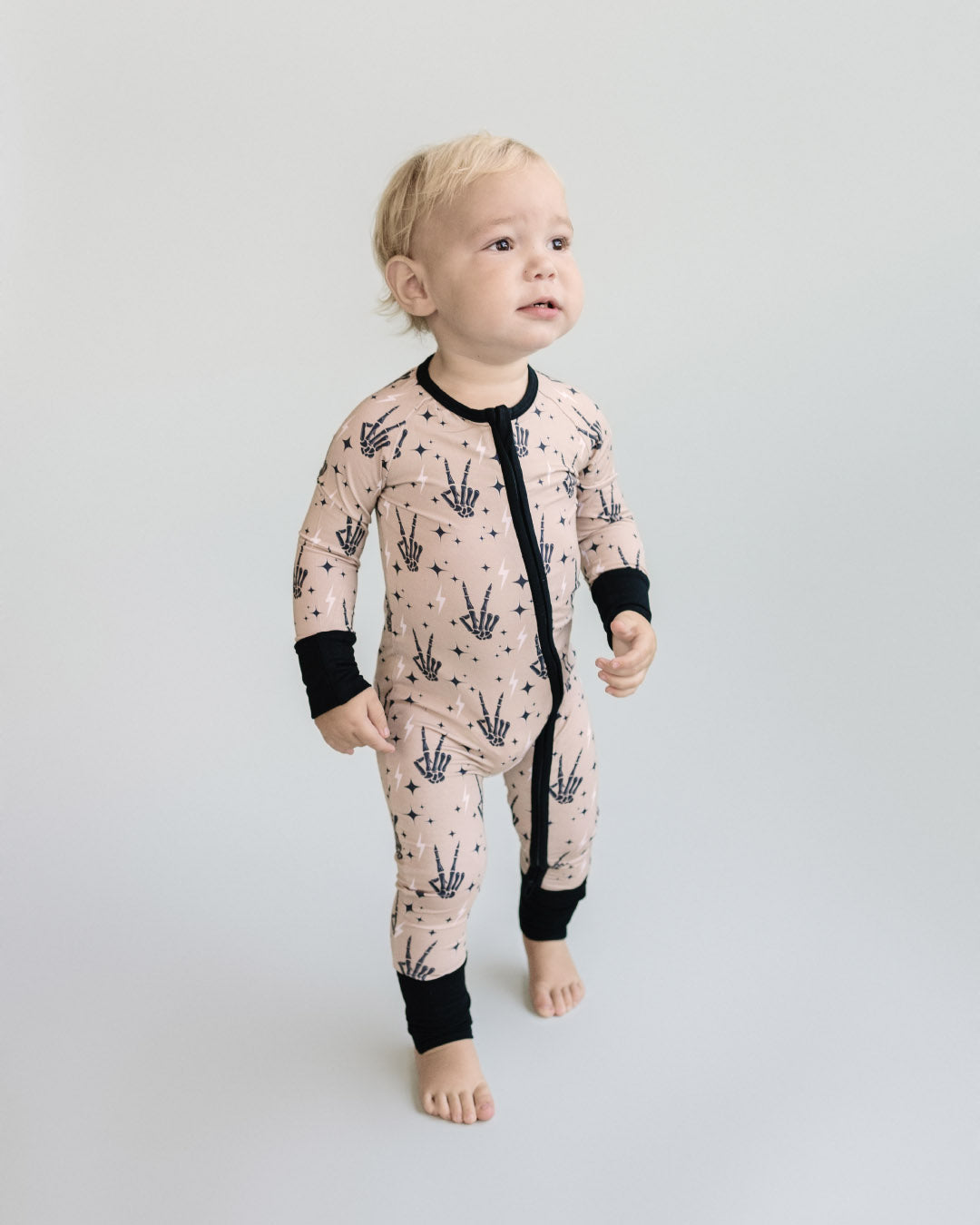Spooky Vibes Bamboo Zip Kids Pajama Romper