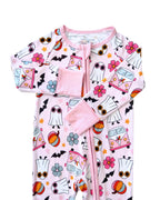 Baby Girl Retro Ghost Bamboo Zip Pajama Romper
