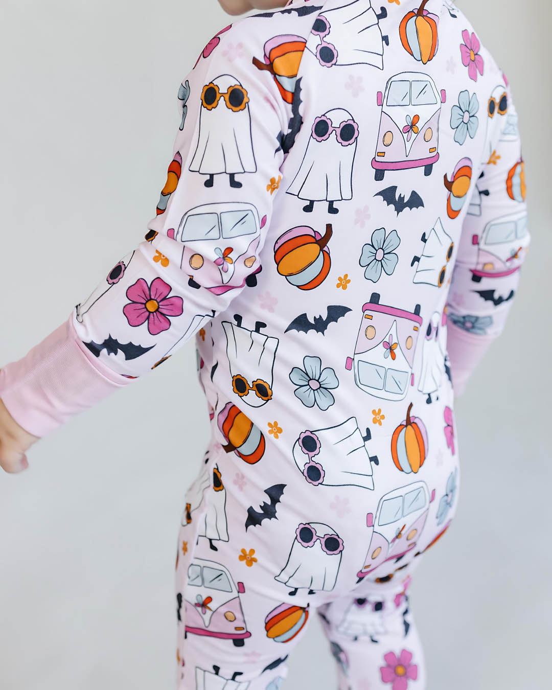 Baby Girl Retro Ghost Bamboo Zip Pajama Romper