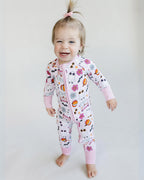 Baby Girl Retro Ghost Bamboo Zip Pajama Romper