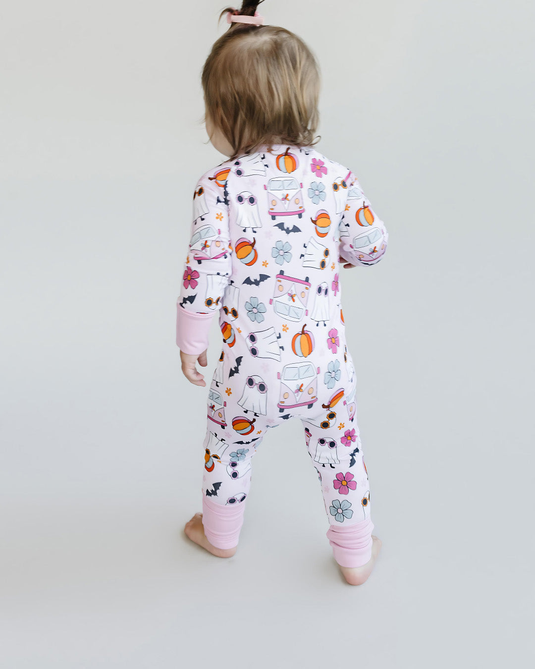 Baby Girl Retro Ghost Bamboo Zip Pajama Romper