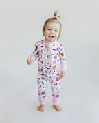 Baby Girl Retro Ghost Bamboo Zip Pajama Romper