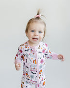 Baby Girl Retro Ghost Bamboo Zip Pajama Romper