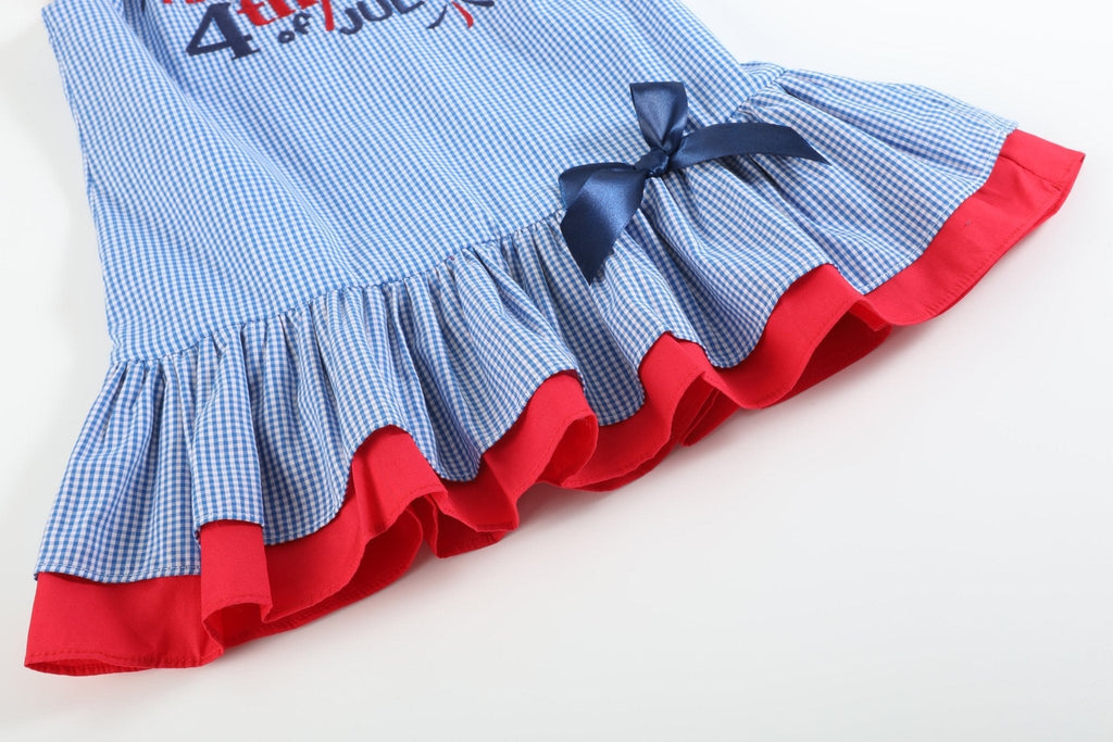 Blue Gingham Ruffle Dress – 4th of July Style