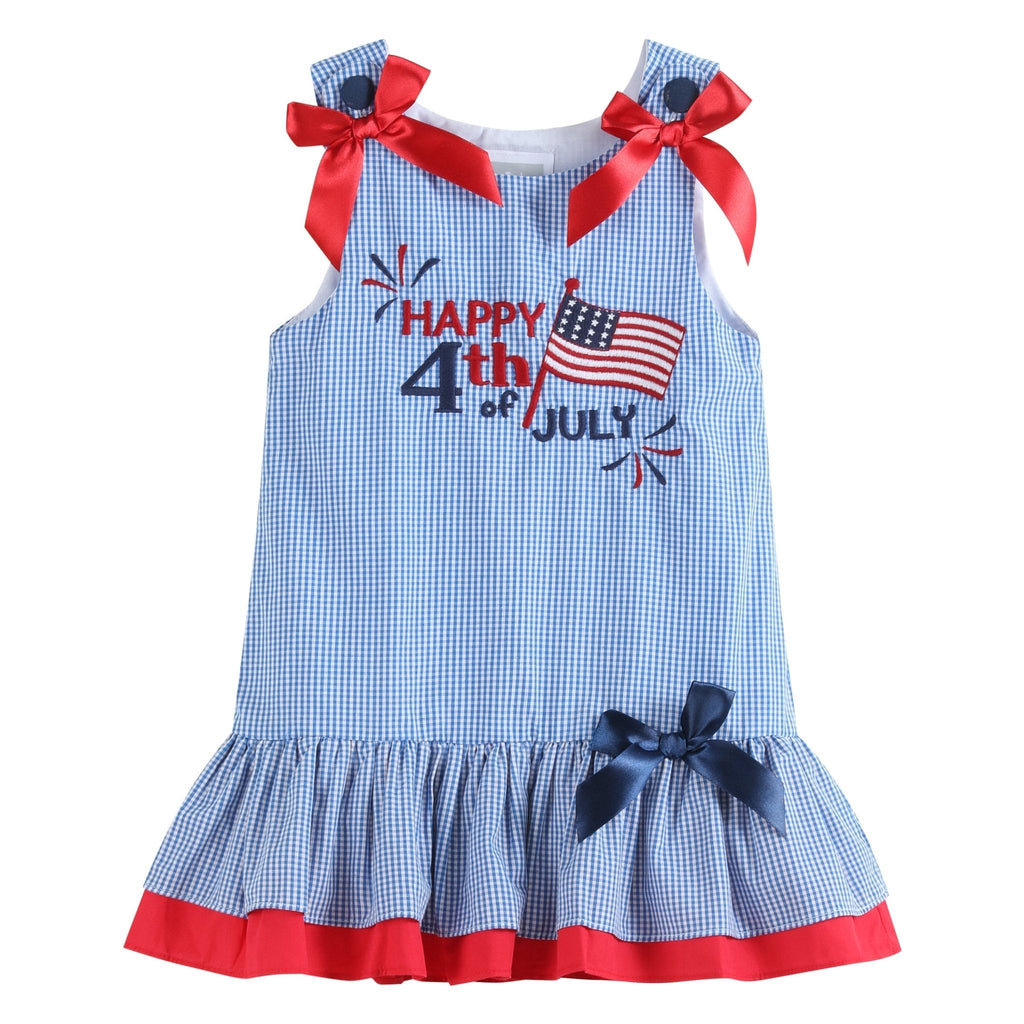Blue Gingham Ruffle Dress – 4th of July Style