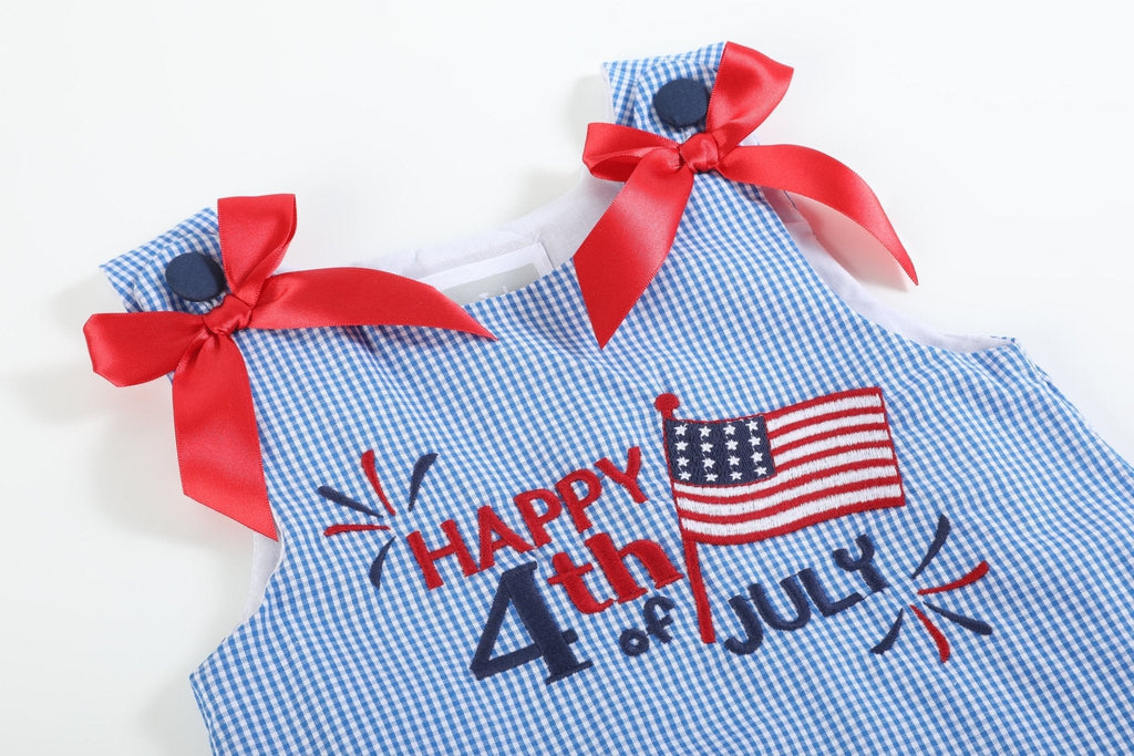 Blue Gingham Ruffle Dress – 4th of July Style