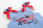 4th of July Blue Gingham Ruffle Dress