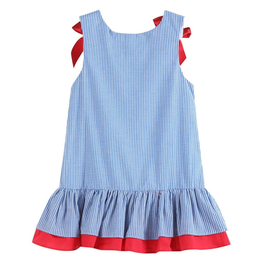 Blue Gingham Ruffle Dress – 4th of July Style