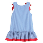 4th of July Blue Gingham Ruffle Dress