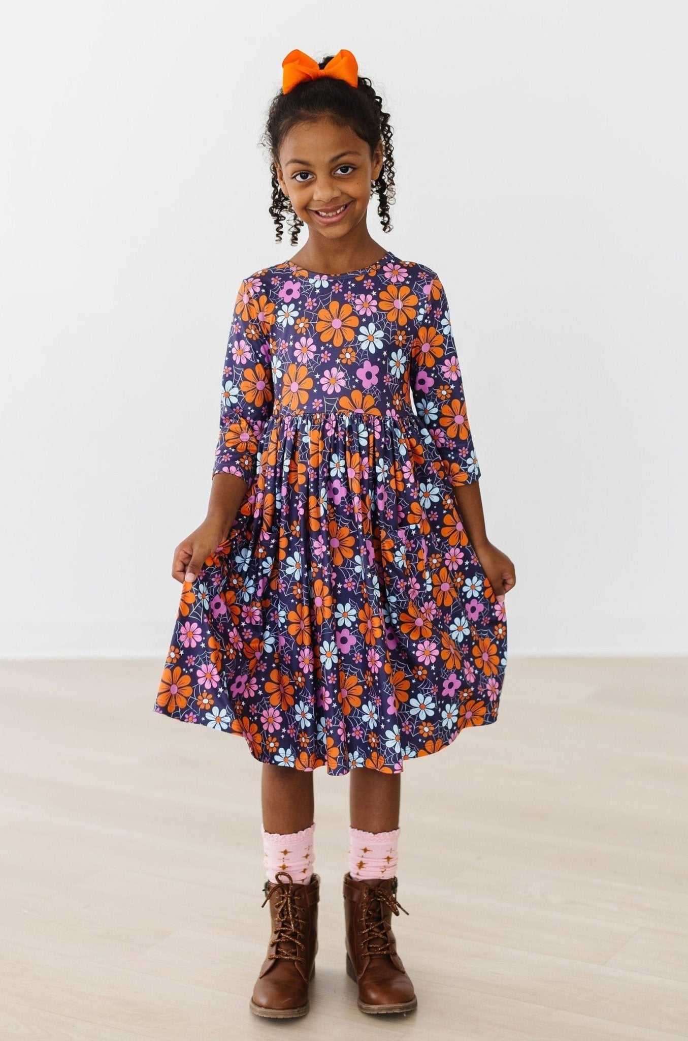 Haunted Garden 3/4 Sleeve Pocket Twirl Dress - Blissfully Lavender BoutiqueMila & Rose ®