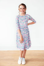 Head in the Clouds 3/4 Sleeve Pocket Twirl Dress - Blissfully Lavender BoutiqueMila & Rose ®