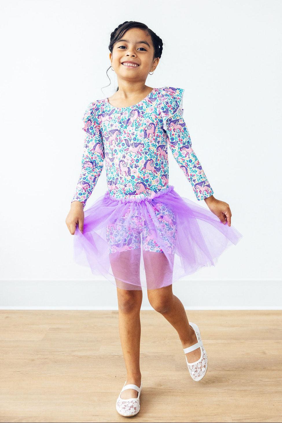 Head in the Clouds L/S Flutter Sleeve Leotard - Blissfully Lavender BoutiqueMila & Rose ®