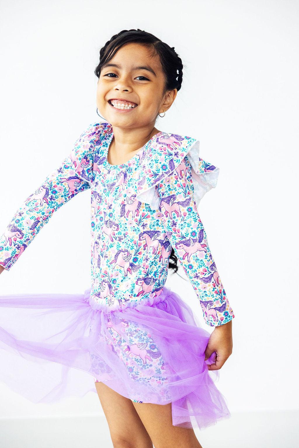 Head in the Clouds L/S Flutter Sleeve Leotard - Blissfully Lavender BoutiqueMila & Rose ®