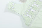 Honeydew Green Bunny Smocked Shortalls