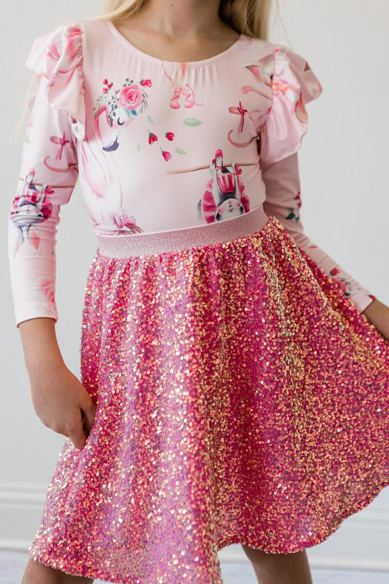 Hot Pink Sequin Twirl Skort - Blissfully Lavender BoutiqueMila & Rose ®