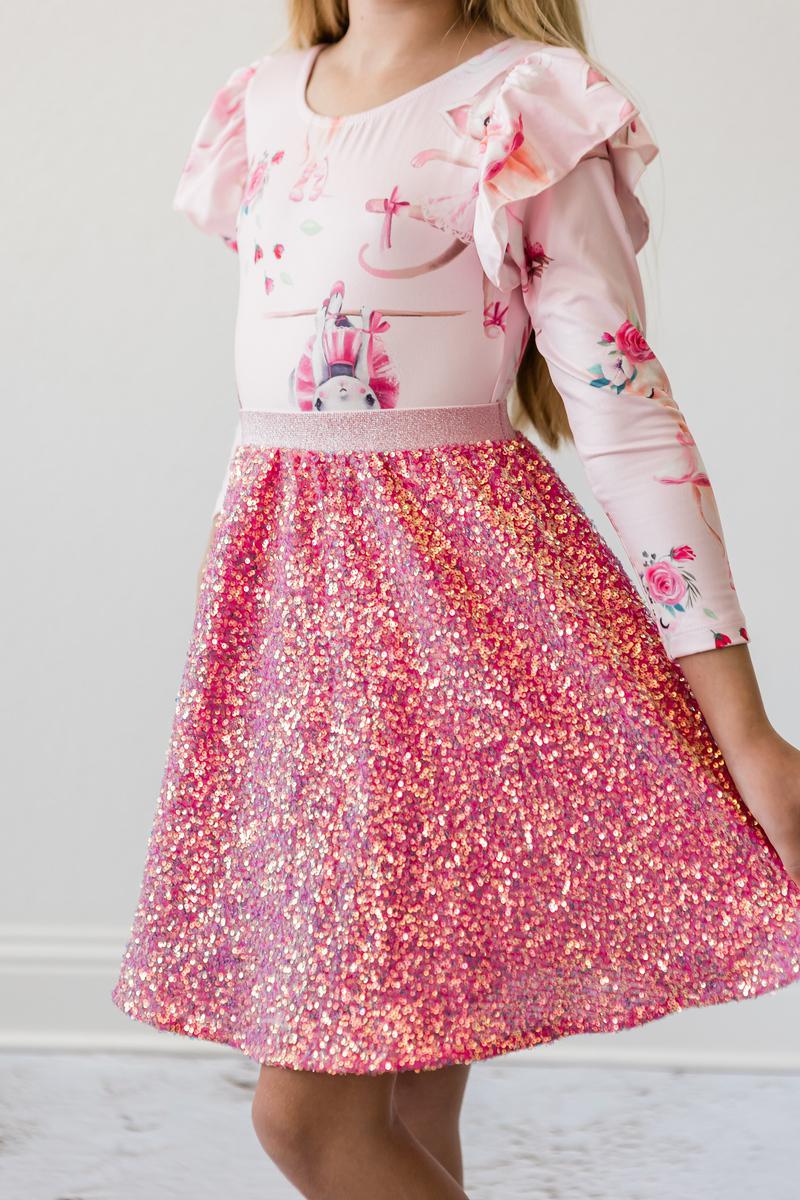 Hot Pink Sequin Twirl Skort - Blissfully Lavender BoutiqueMila & Rose ®