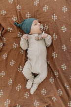 Oatmeal Organic Cotton Zipper Pajamas