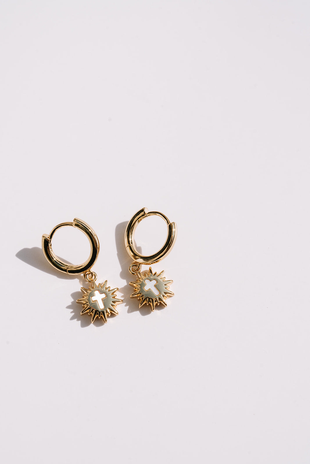 Monstrance Pearl Huggie Earrings