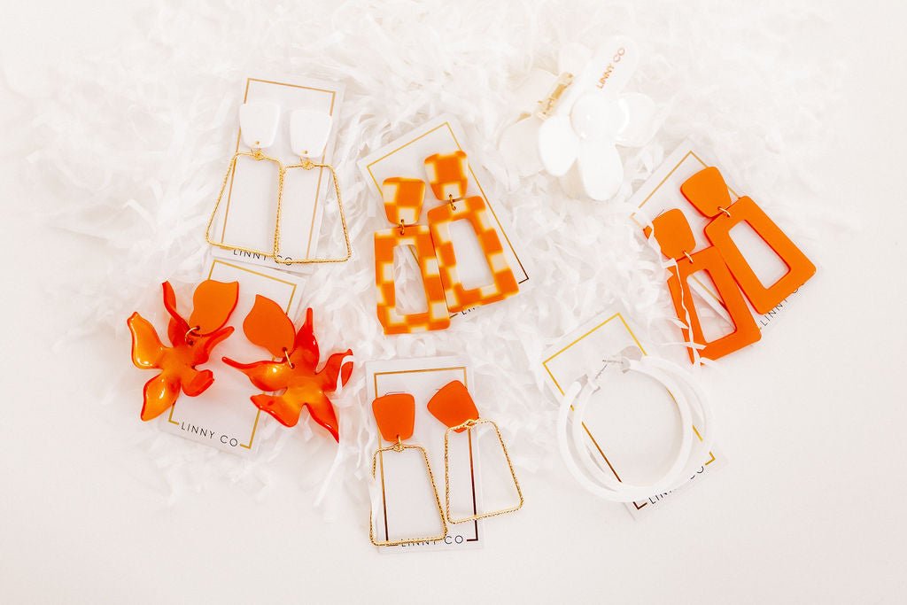 Kennedy Statement Earrings - Metallic Orange