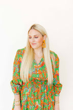 Kennedy Statement Earrings - Metallic Orange