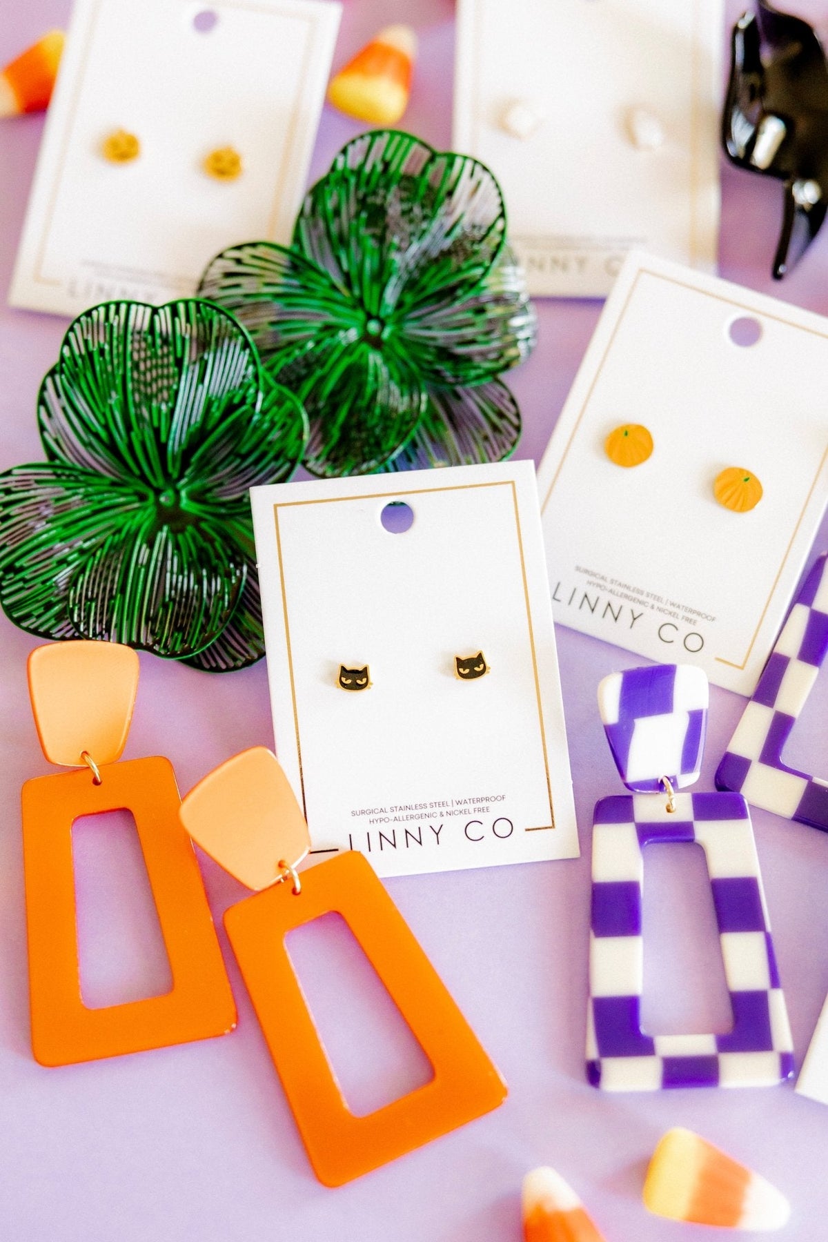 Kennedy Statement Earrings - Metallic Orange