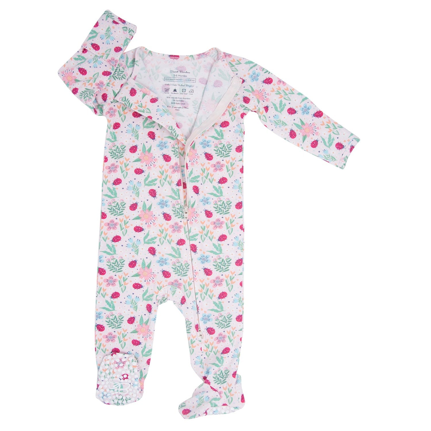 Ladybug Flower Garden Zipper Footie