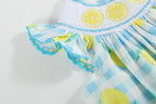 Lemon & Orange Lemon Smocked Angel-Sleeve Dress