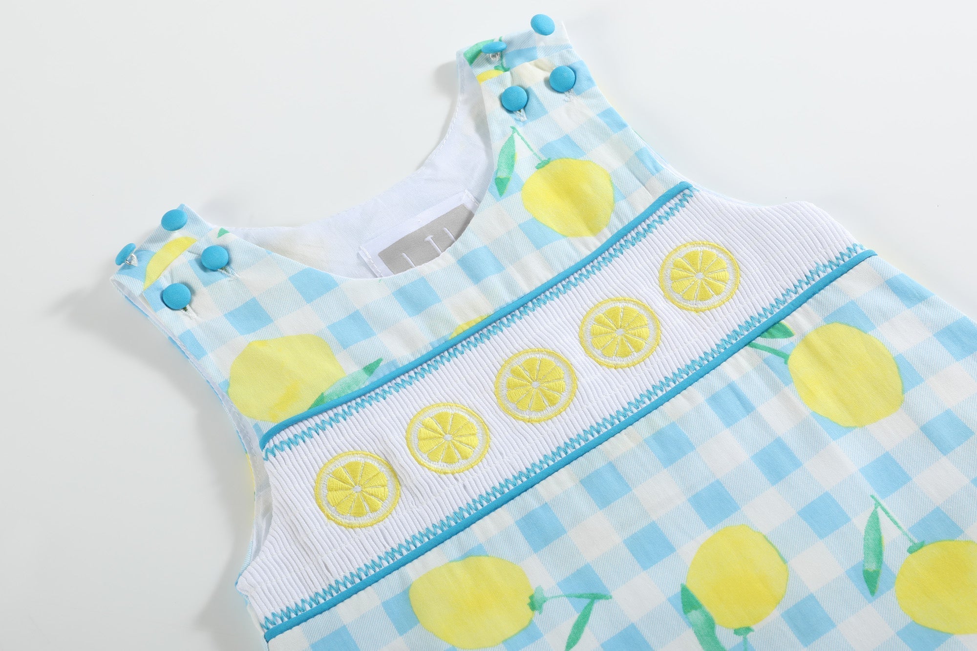 Lemon Smocked Baby Shortalls