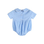 Light Blue Baby Brother Smocked Collared Romper