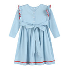 Light Blue Christmas Tree Smocked Knit Dress
