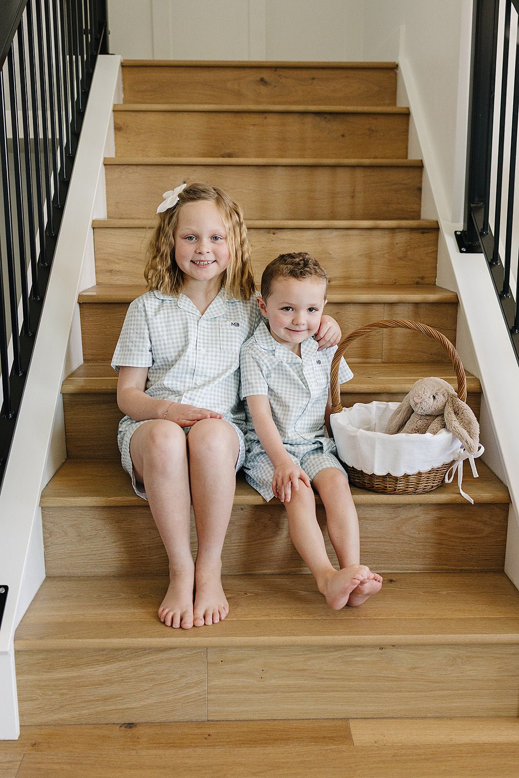 Light Blue Gingham Short Pajama Set - Blissfully Lavender BoutiqueMebie Baby