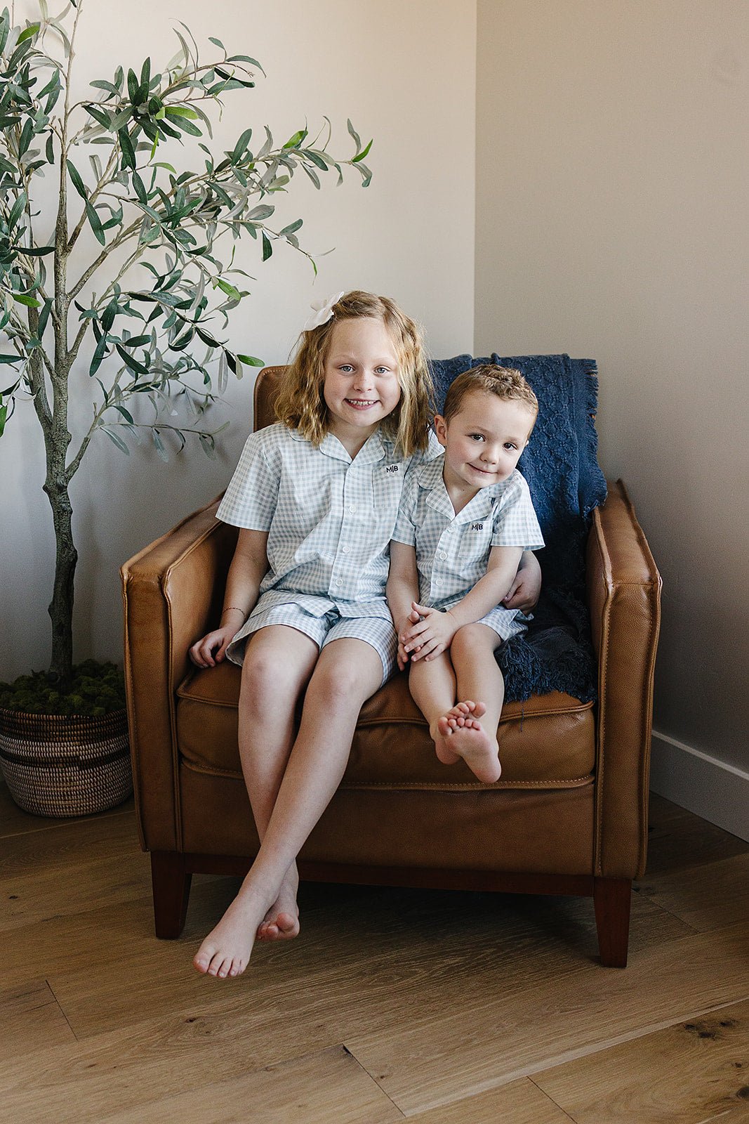 Light Blue Gingham Short Pajama Set - Blissfully Lavender BoutiqueMebie Baby