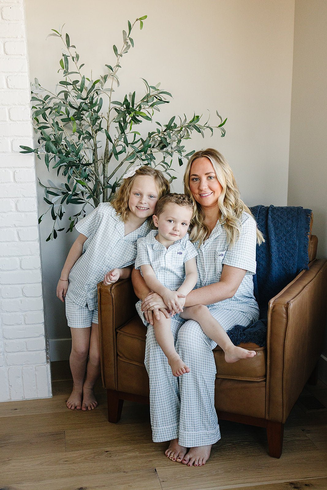 Light Blue Gingham Short Pajama Set - Blissfully Lavender BoutiqueMebie Baby