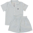 Light Blue Gingham Short Pajama Set - Blissfully Lavender BoutiqueMebie Baby