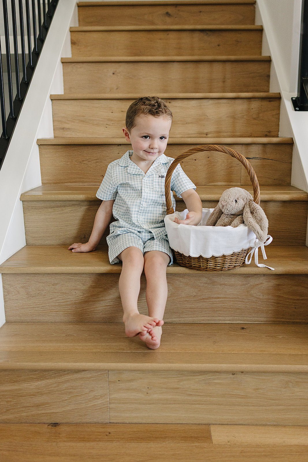 Light Blue Gingham Short Pajama Set - Blissfully Lavender BoutiqueMebie Baby