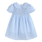 Light Blue Gingham Smocked Dress
